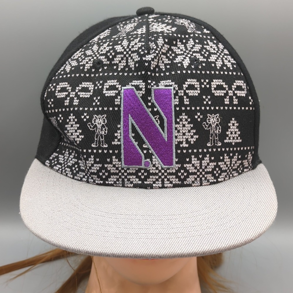 Northwestern Wildcats Holiday Hat Cap NCAA Coca-Cola RARE Promo Sweater Print